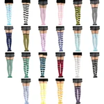 2023 New Women Girls Knitted Cosplay Long Socks Contrast Color Stripes Over Knee Thigh Hi