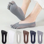 5Pairs Men Socks with Fingers Summer Ultra-thin Breathable Invisible Toe Silk Socks Elastic Men's Ankle Sock Silicone Non-slip