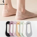 3 Pairs Woman Girl No Show Crew Socks Cool Summer Cotton Bottom Won't Fall Thin Non-Slip Breathable,Deodorant,Invisible Socks