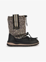 Beige-Black Girly Patterned Snow Boots Geox Adelhide