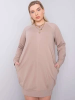 Dark beige dress plus sizes with long sleeves