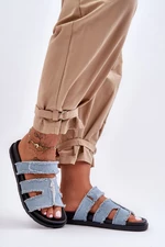 Women's Fabric Sandals with Zipper Blue Lamirose
