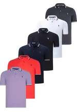 SIX SET T8594 DEWBERRY MENS T-SHIRT-BLACK-WHITE-NAVY BLUE-ANTHRACITE-POMEGRANATE-LILAC