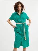 Orsay Green Linen Dress - Ladies