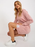 Light pink basic sweatshirt dress with pockets