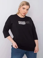 Larger black cotton blouse with appliqué