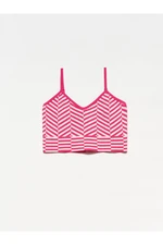 Dilvin 10184 Straps Knitwear Singlets Crop-fuchsia