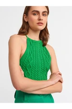 Dilvin 10152 Lace-Up Knitwear Singlet-green with lacing behind the collar.