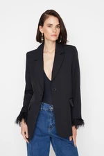 Trendyol Black Regular Lined, Double-breasted Woven Blazer Jacket with Close Fits