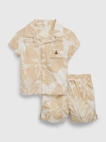 Set of boys' linen shirt and shorts in beige Gap