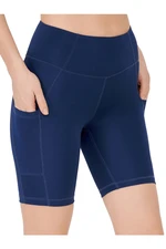 LOS OJOS Women's Navy Blue High Waist Contouring Double Pocket