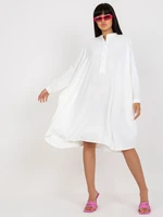 Oversized white shirt dress with pockets