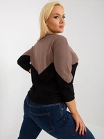 Basic brown-black cotton blouse plus size