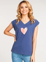 Yoclub Woman's Cotton Top PKB-0002K-A110 Navy Blue