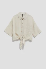 LADIES SHIRT L-KO-4039 BEIGE_OFF WHITE