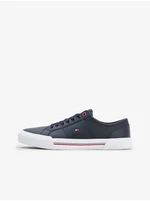 Dark Blue Mens Leather Sneakers Tommy Hilfiger Core Corporate Vulc - Men