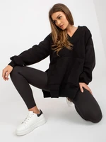 Black Women's Tracksuit with Oversized Sweatshirt