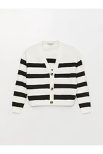 LC Waikiki Women's V-Neck Striped Long Sleeve Knitwear Cardigan