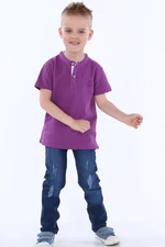 Boys' purple button shirt