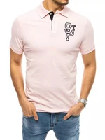 Men's polo shirt with embroidery pink Dstreet