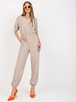 Beige summer jumpsuit with trousers RUE PARIS