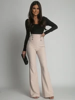 Elegant lady's beige flowing trousers with pleats