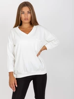 Ecru basic cotton blouse with 3/4 sleeves