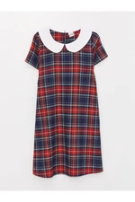 LC Waikiki Baby Collar Plaid Short Sleeved Girls' Dress