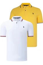 DUAL SET T8594 DEWBERRY MENS T-SHIRT-WHITE-YELLOW