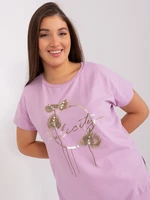 Light purple blouse plus size with trim