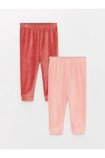 LC Waikiki Basic Elastic Waist Baby Girl Velvet Pajamas Bottom 2-Pack.