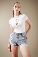 DEFACTO Slim Fit V-Neck Camisole Short Sleeve T-Shirt