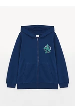 LC Waikiki Boys' Hoodie with Printed Long Sleeves Zippered Sweatshirt