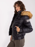 Black women's winter jacket with patch