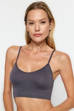 Trendyol Anthracite Seamless/Seamless Bustier with Straps