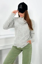 Sweater with decorative ruffle in gray color