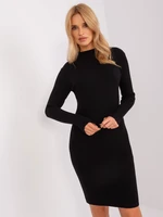 Black ribbed knit dress