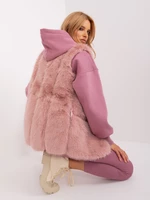 Women's fur vest in light pink color