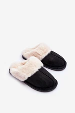 Women's flip-flops with fur Black Pinky