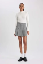DEFACTO Pleat Plaid Mini Skirt