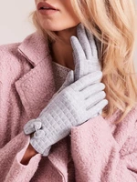 Grey checkered women's gloves