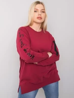 Women's burgundy tunic in oversized sizes