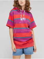 Women's Dark Pink Striped Short Sleeve Sweatshirt Lee
