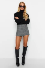 Trendyol Gray Woven Short Skirt with Pockets and Buttons