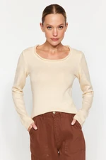 Trendyol Beige More Sustainable Sausage Collar Knitwear Sweater