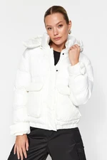 Trendyol Ecru Oversize Removable Hooded Water Repellent Puffer Jacket