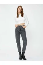 Koton High Waisted Jeans Slightly Skinny Legs - Mom Jeans BLACK