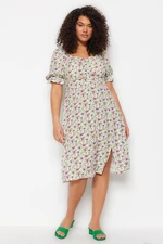 Trendyol Curve Multicolored Floral Woven Dress With Slits