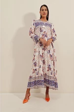 Bigdart 1947 Patterned Long Dress - Y. Purple