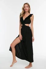 Trendyol Black Maxi Knitted Tasseled Beach Dress